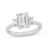Thumbnail Image 1 of Now + Forever Lab-Grown Diamonds Emerald & Trapezoid-Cut Three-Stone Engagement Ring 4-1/6 ct tw 14K White Gold