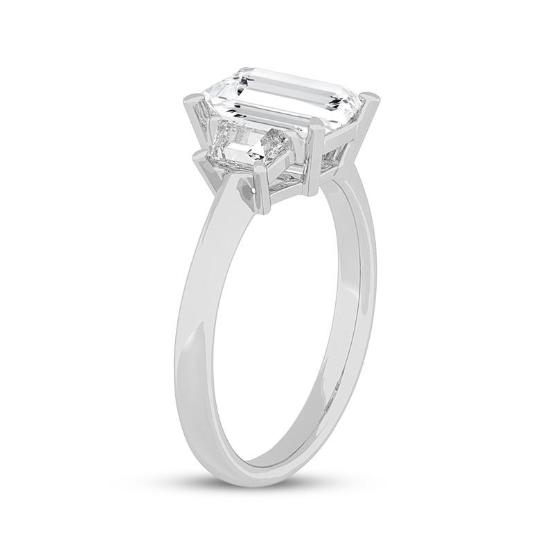 Main Image 2 of Now + Forever Lab-Grown Diamonds Emerald & Trapezoid-Cut Three-Stone Engagement Ring 4-1/6 ct tw 14K White Gold