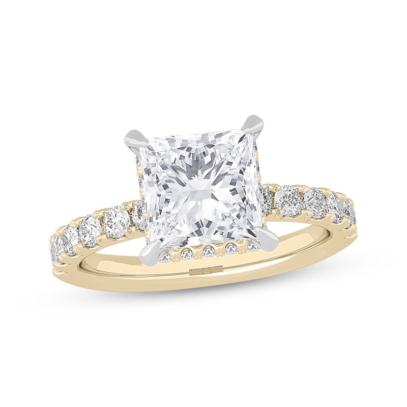 Main Image 1 of Now + Forever Lab-Grown Diamonds Princess-Cut Engagement Ring 3-7/8 ct tw 14K Yellow Gold