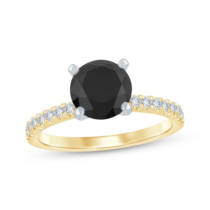 Main Image 1 of Now + Forever Round-Cut Black & White Diamond Engagement Ring 2-1/5 ct tw 14K Yellow Gold