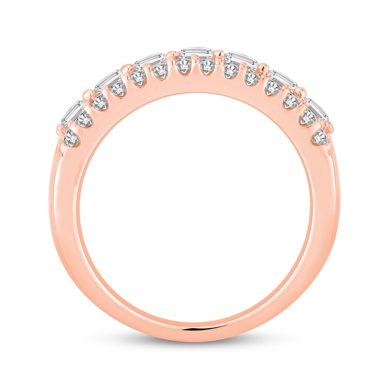 Main Image 3 of Now + Forever Lab-Grown Diamonds Emerald-Cut & Round-Cut Anniversary Ring 2-1/2 ct tw 14K Rose Gold