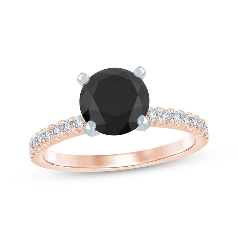 Main Image 1 of Now + Forever Round-Cut Black & White Diamond Engagement Ring 2-1/5 ct tw 14K Rose Gold