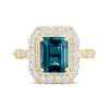 Thumbnail Image 3 of Now + Forever Octagon-Cut London Blue Topaz & Diamond Double Halo Engagement Ring 7/8 ct tw 14K Yellow Gold