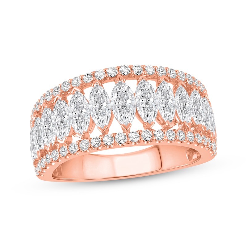 Main Image 1 of Now + Forever Lab-Grown Diamonds Marquise & Round-Cut Anniversary Ring 2 ct tw 14K Rose Gold