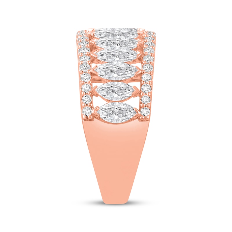 Main Image 2 of Now + Forever Lab-Grown Diamonds Marquise & Round-Cut Anniversary Ring 2 ct tw 14K Rose Gold