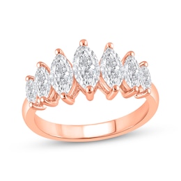 Now + Forever Lab-Grown Diamonds Marquise-Cut Seven-Stone Anniversary Ring 2 ct tw 14K Rose Gold