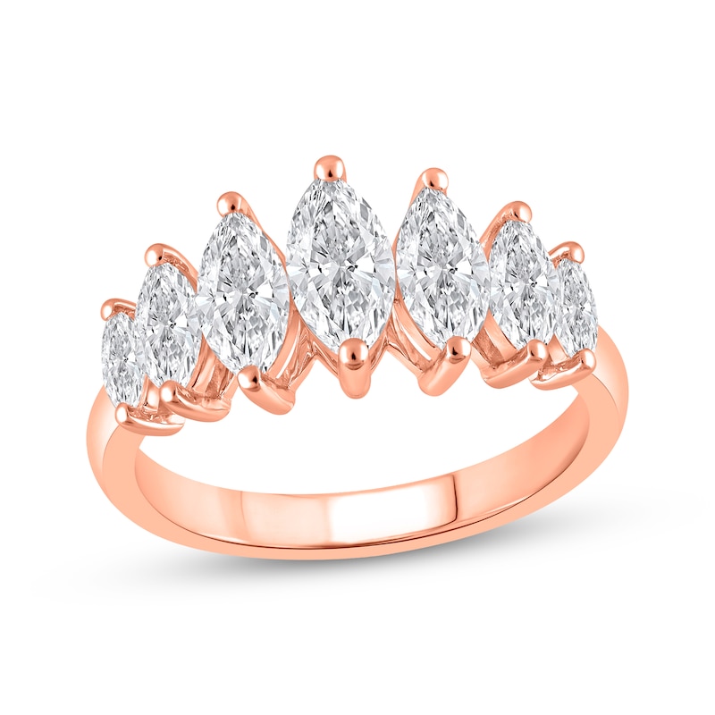 Main Image 1 of Now + Forever Lab-Grown Diamonds Marquise-Cut Seven-Stone Anniversary Ring 2 ct tw 14K Rose Gold