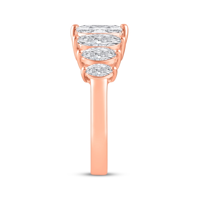 Main Image 2 of Now + Forever Lab-Grown Diamonds Marquise-Cut Seven-Stone Anniversary Ring 2 ct tw 14K Rose Gold