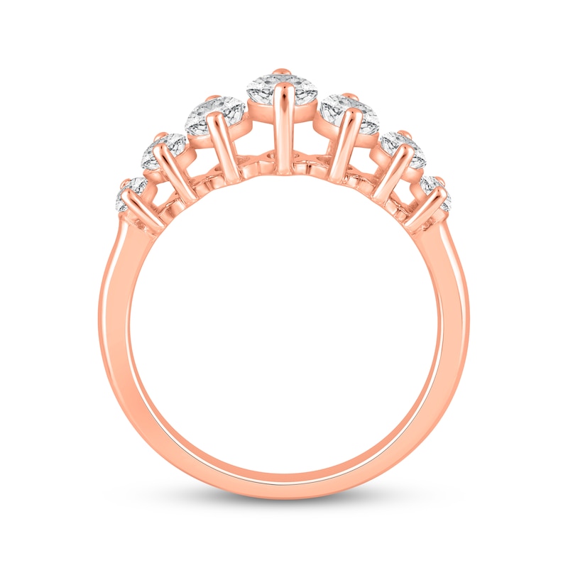 Main Image 3 of Now + Forever Lab-Grown Diamonds Marquise-Cut Seven-Stone Anniversary Ring 2 ct tw 14K Rose Gold