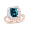 Thumbnail Image 1 of Now + Forever Octagon-Cut London Blue Topaz & Diamond Double Halo Engagement Ring 7/8 ct tw 14K Rose Gold