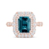 Thumbnail Image 3 of Now + Forever Octagon-Cut London Blue Topaz & Diamond Double Halo Engagement Ring 7/8 ct tw 14K Rose Gold