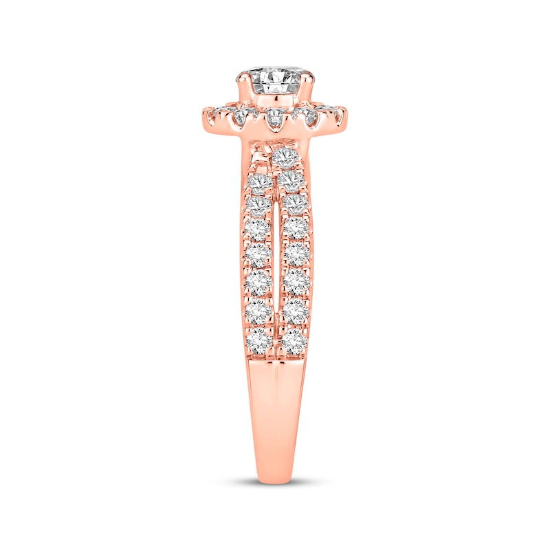 Main Image 2 of Now + Forever Lab-Grown Diamonds Round-Cut Halo Engagement Ring 1-1/4 ct tw 14K Rose Gold