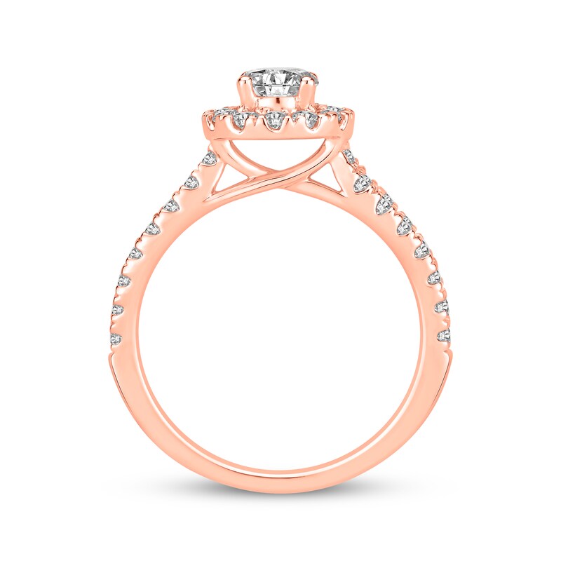 Main Image 3 of Now + Forever Lab-Grown Diamonds Round-Cut Halo Engagement Ring 1-1/4 ct tw 14K Rose Gold