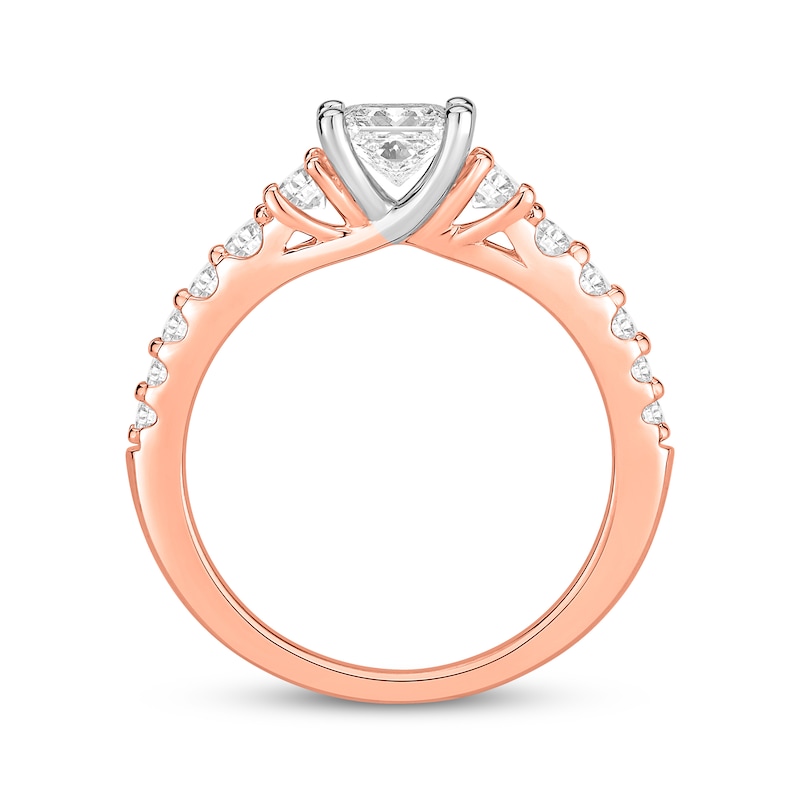 Main Image 3 of Now + Forever Lab-Grown Diamonds Princess-Cut Engagement Ring 1-1/2 ct tw 14K Rose Gold
