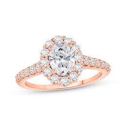Now + Forever Lab-Grown Diamonds Oval-Cut Halo Engagement Ring 1-3/4 ct tw 14K Rose Gold