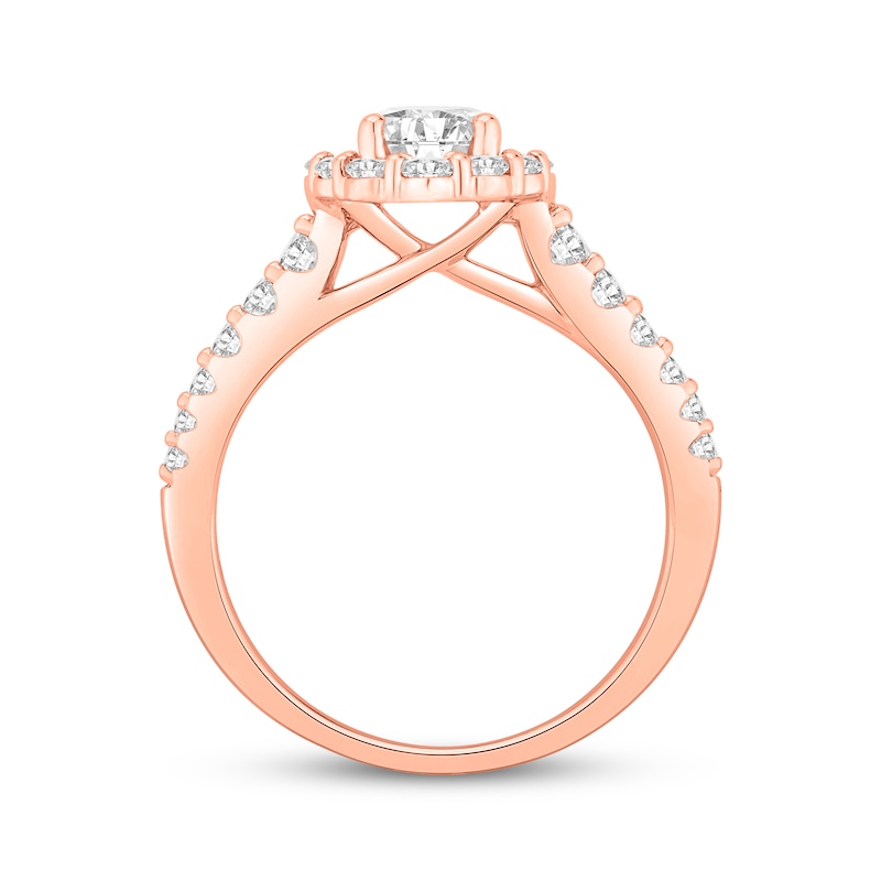 Main Image 3 of Now + Forever Lab-Grown Diamonds Oval-Cut Halo Engagement Ring 1-3/4 ct tw 14K Rose Gold