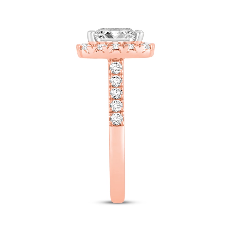 Main Image 2 of Now + Forever Lab-Grown Diamonds Princess-Cut Cushion Halo Engagement Ring 2-3/4 ct tw 14K Rose Gold