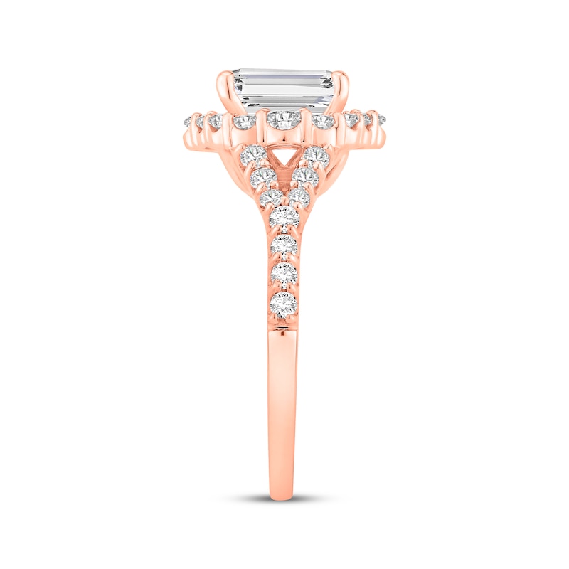 Main Image 2 of Now + Forever Lab-Grown Diamonds Emerald-Cut Halo Engagement Ring 2 3/4 ct tw 14K Rose Gold