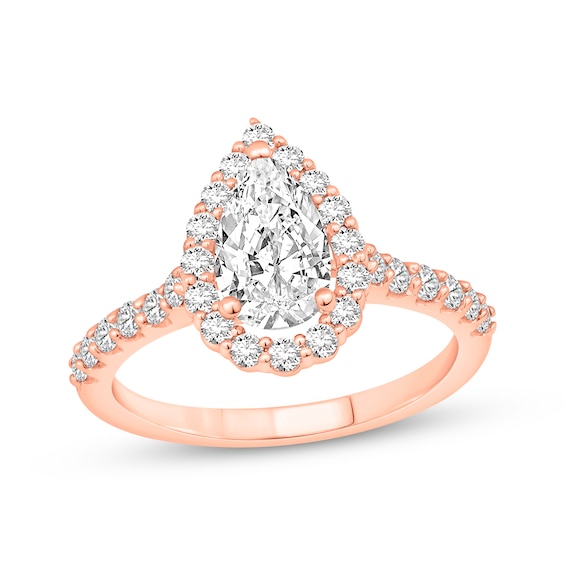 Now + Forever Lab-Grown Diamonds Pear-Shaped Engagement Ring 1-1/2 ct tw 14K Rose Gold