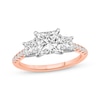 Thumbnail Image 1 of Now + Forever Lab-Grown Diamonds Princess-Cut Three-Stone Engagement Ring 2-1/5 ct tw 14K Rose Gold