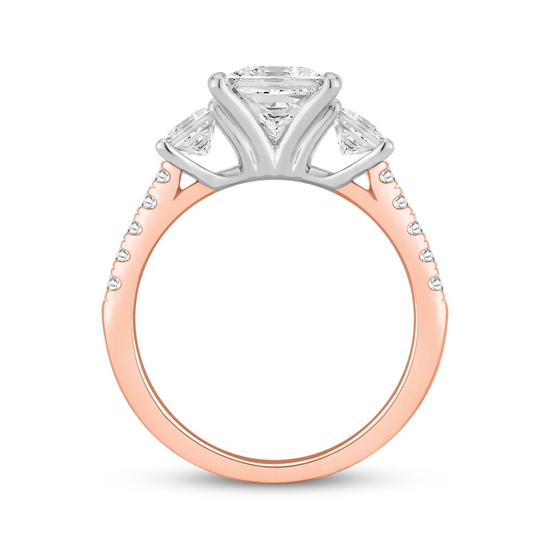 Main Image 3 of Now + Forever Lab-Grown Diamonds Princess-Cut Three-Stone Engagement Ring 2-1/5 ct tw 14K Rose Gold