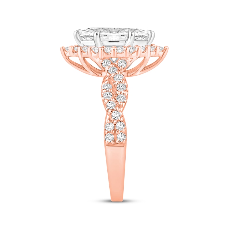 Main Image 2 of Now + Forever Lab-Grown Diamonds Marquise-Cut Halo Engagement Ring 1-1/2 ct tw 14K Rose Gold