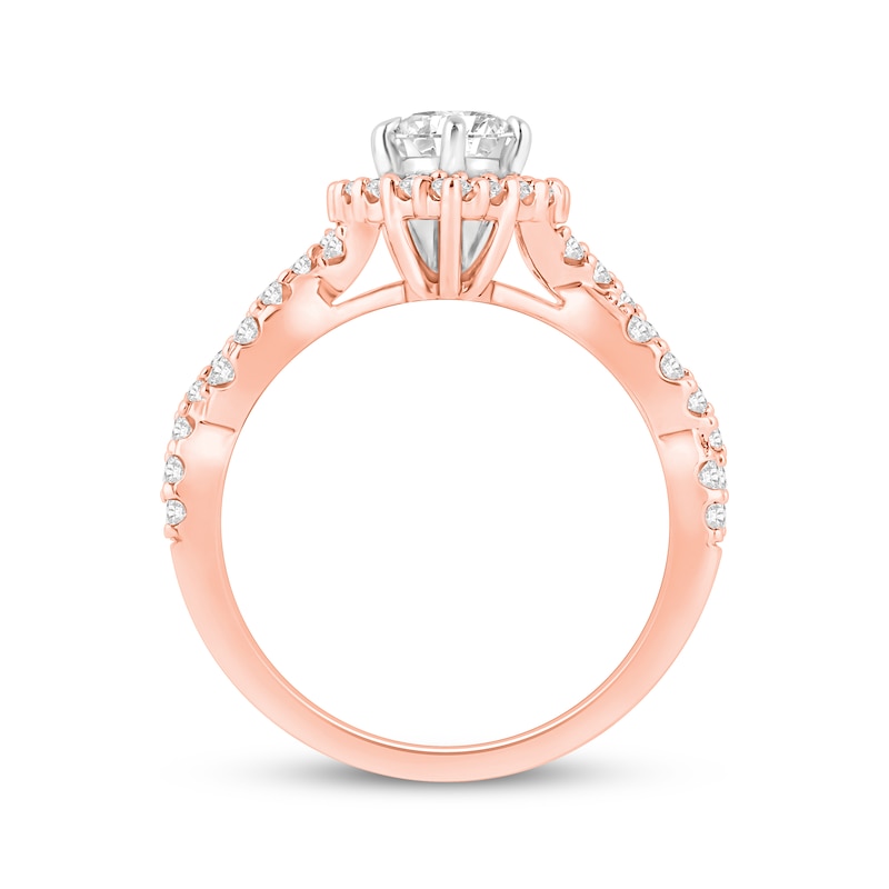 Main Image 3 of Now + Forever Lab-Grown Diamonds Marquise-Cut Halo Engagement Ring 1-1/2 ct tw 14K Rose Gold