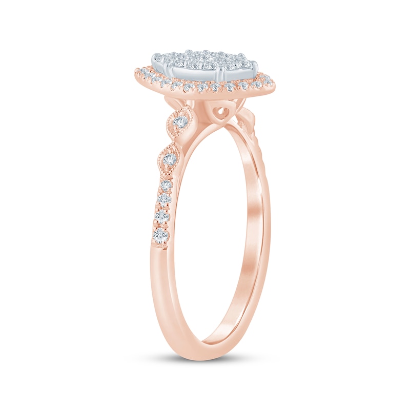Main Image 2 of Now + Forever Multi-Diamond Center Marquise Halo Engagement Ring 1/4 ct tw 10K Rose Gold