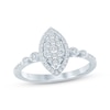 Thumbnail Image 1 of Now + Forever Multi-Diamond Center Marquise Halo Engagement Ring 1/4 ct tw 10K White Gold