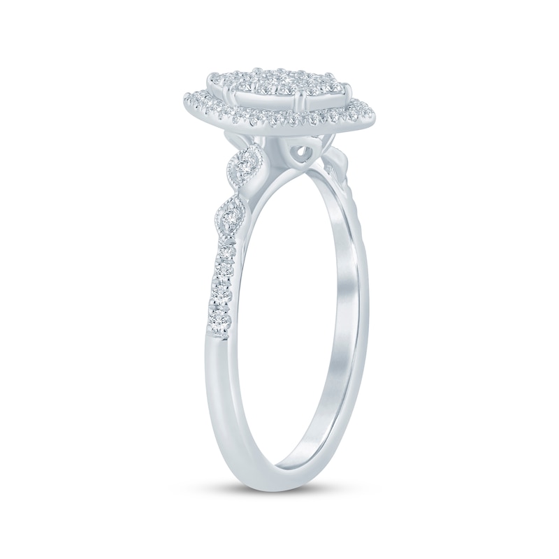 Main Image 2 of Now + Forever Multi-Diamond Center Marquise Halo Engagement Ring 1/4 ct tw 10K White Gold