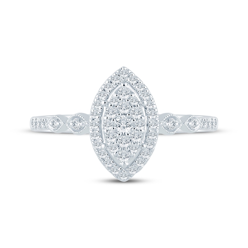 Main Image 3 of Now + Forever Multi-Diamond Center Marquise Halo Engagement Ring 1/4 ct tw 10K White Gold