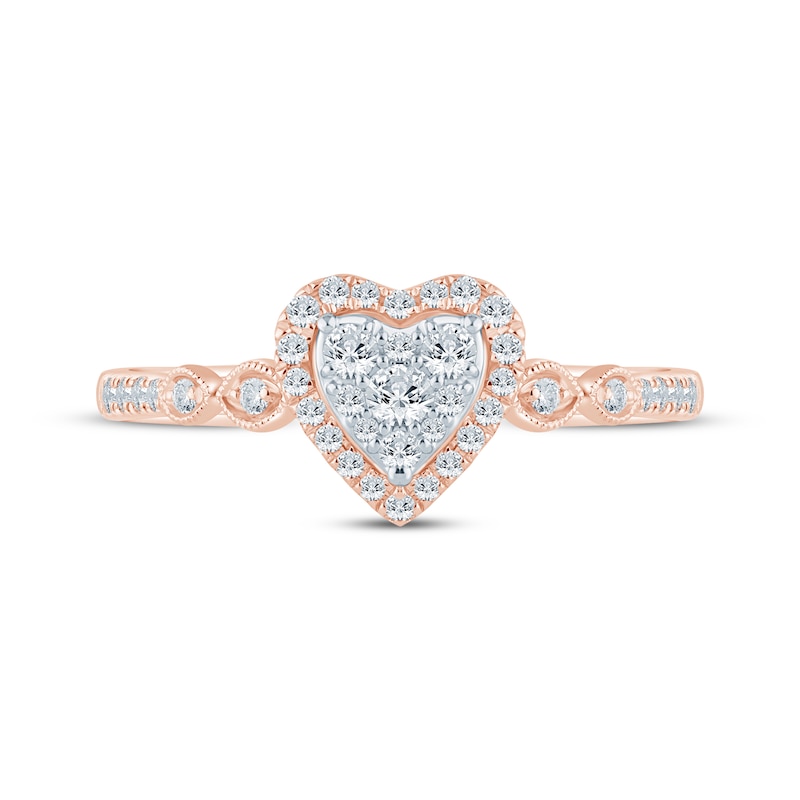 Main Image 3 of Now + Forever Multi-Diamond Center Heart Engagement Ring 1/4 ct tw 10K Rose Gold