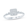 Thumbnail Image 1 of Now + Forever Multi-Diamond Center Square Halo Engagement Ring 1/4 ct tw 10K White Gold
