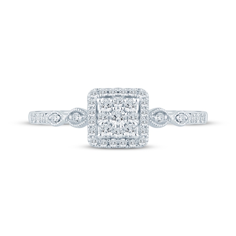 Main Image 3 of Now + Forever Multi-Diamond Center Square Halo Engagement Ring 1/4 ct tw 10K White Gold