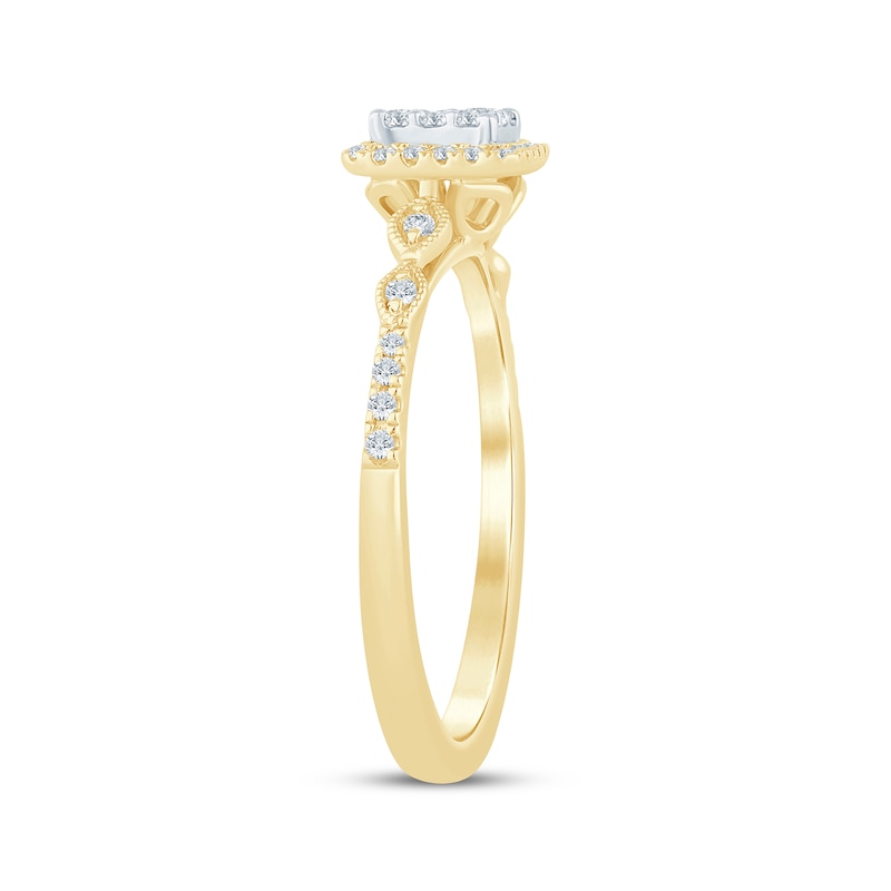 Main Image 2 of Now + Forever Multi-Diamond Center Square Halo Engagement Ring 1/4 ct tw 10K Yellow Gold