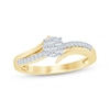 Thumbnail Image 1 of Now + Forever Multi-Diamond Center Bypass Engagement Ring 1/4 ct tw 10K Yellow Gold