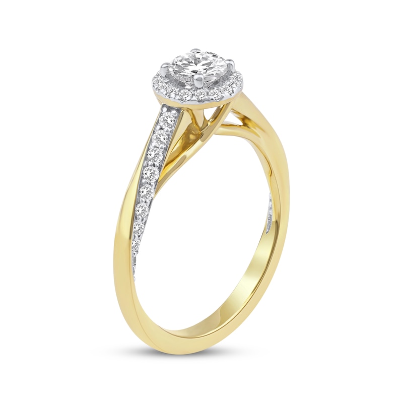 Main Image 2 of Now + Forever Round-Cut Diamond Halo Engagement Ring 3/4 ct tw 14K Yellow Gold