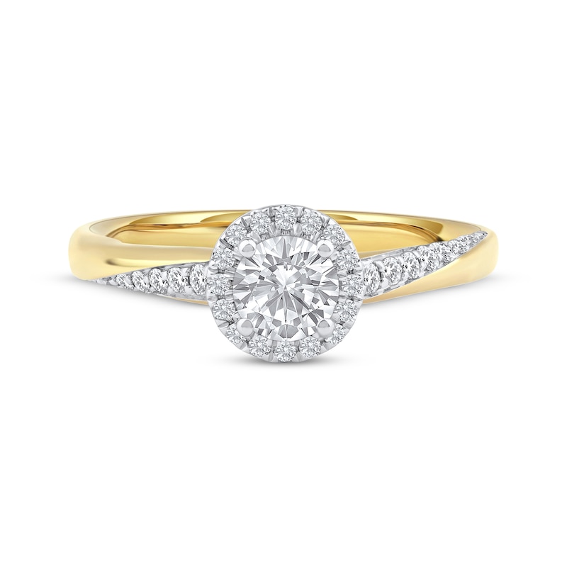 Main Image 3 of Now + Forever Round-Cut Diamond Halo Engagement Ring 3/4 ct tw 14K Yellow Gold