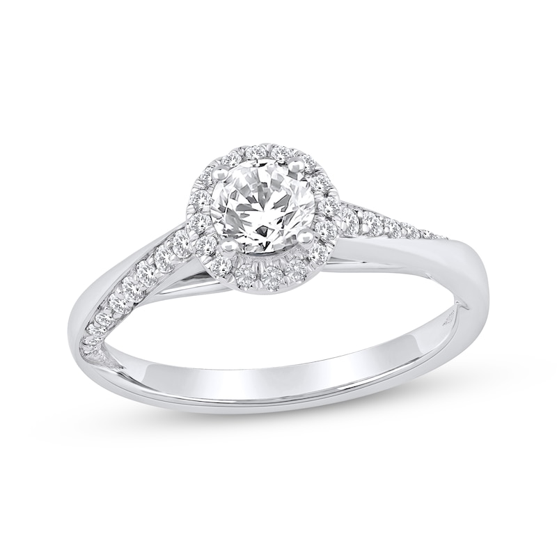 Main Image 1 of Now + Forever Round-Cut Diamond Halo Engagement Ring 3/4 ct tw 14K White Gold