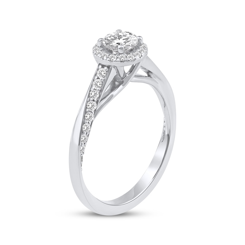 Main Image 2 of Now + Forever Round-Cut Diamond Halo Engagement Ring 3/4 ct tw 14K White Gold