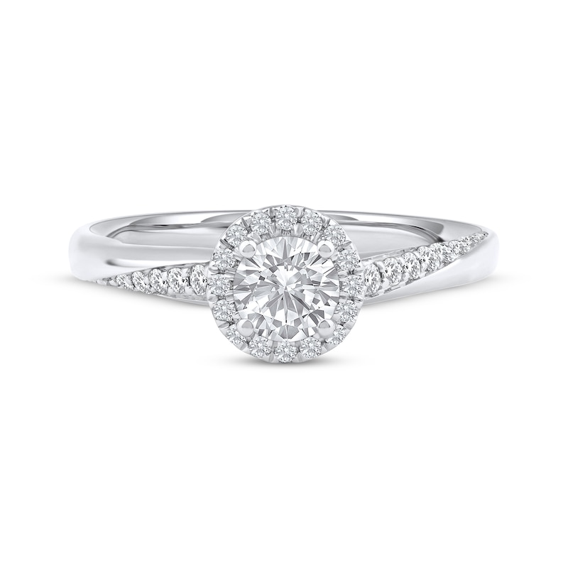 Main Image 3 of Now + Forever Round-Cut Diamond Halo Engagement Ring 3/4 ct tw 14K White Gold