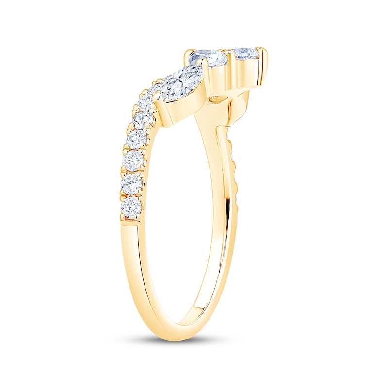 Main Image 2 of Now + Forever Lab-Grown Diamonds Pear, Marquise & Round-Cut Contour Ring 7/8 ct tw 14K Yellow Gold