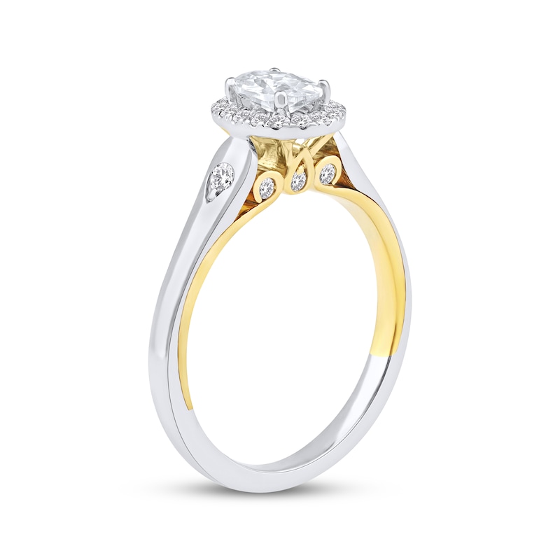 Main Image 2 of Now + Forever Oval-Cut Diamond Halo Engagement Ring 3/4 ct tw 14K Two-Tone Gold