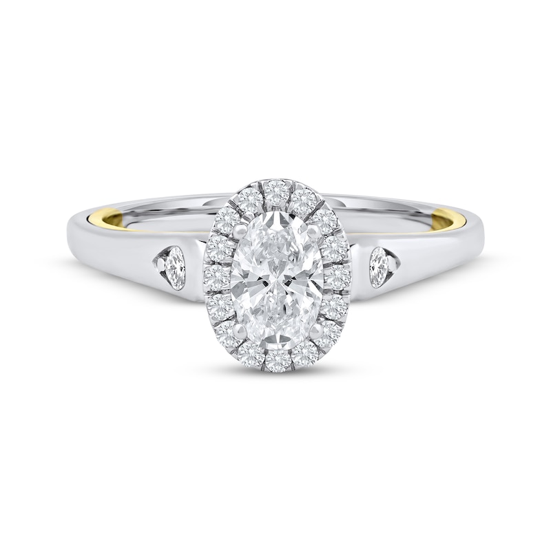 Main Image 3 of Now + Forever Oval-Cut Diamond Halo Engagement Ring 3/4 ct tw 14K Two-Tone Gold