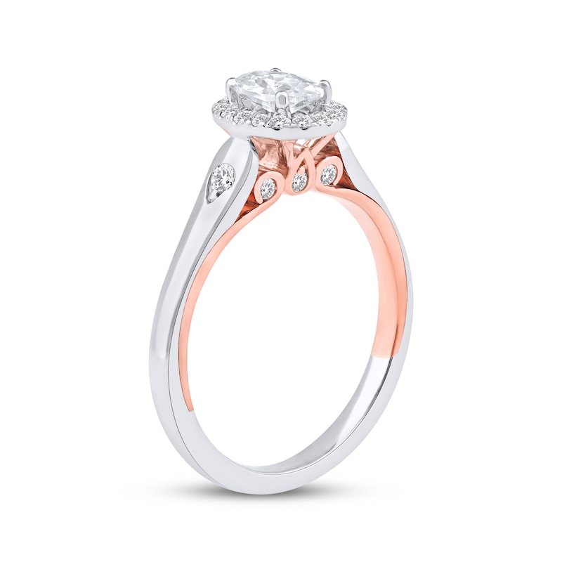 Main Image 2 of Now + Forever Oval-Cut Diamond Halo Engagement Ring 3/4 ct tw 14K Two-Tone Gold
