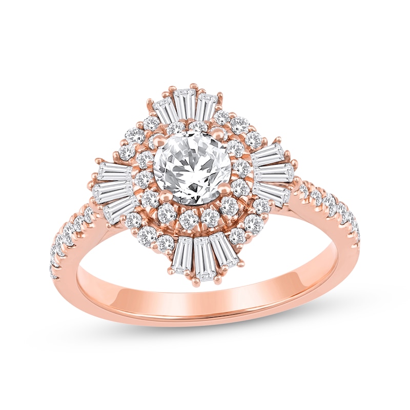 Main Image 1 of Now + Forever Round-Cut Diamond Starburst Halo Engagement Ring 1-1/4 ct tw 14K Rose Gold