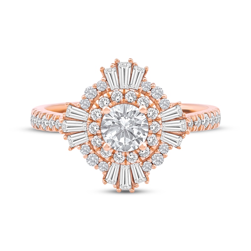 Main Image 3 of Now + Forever Round-Cut Diamond Starburst Halo Engagement Ring 1-1/4 ct tw 14K Rose Gold