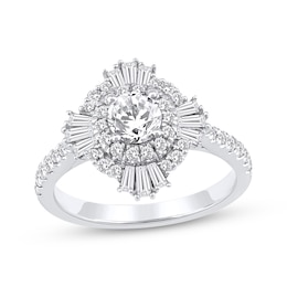 Now + Forever Round-Cut Diamond Starburst Halo Engagement Ring 1-1/4 ct tw 14K White Gold
