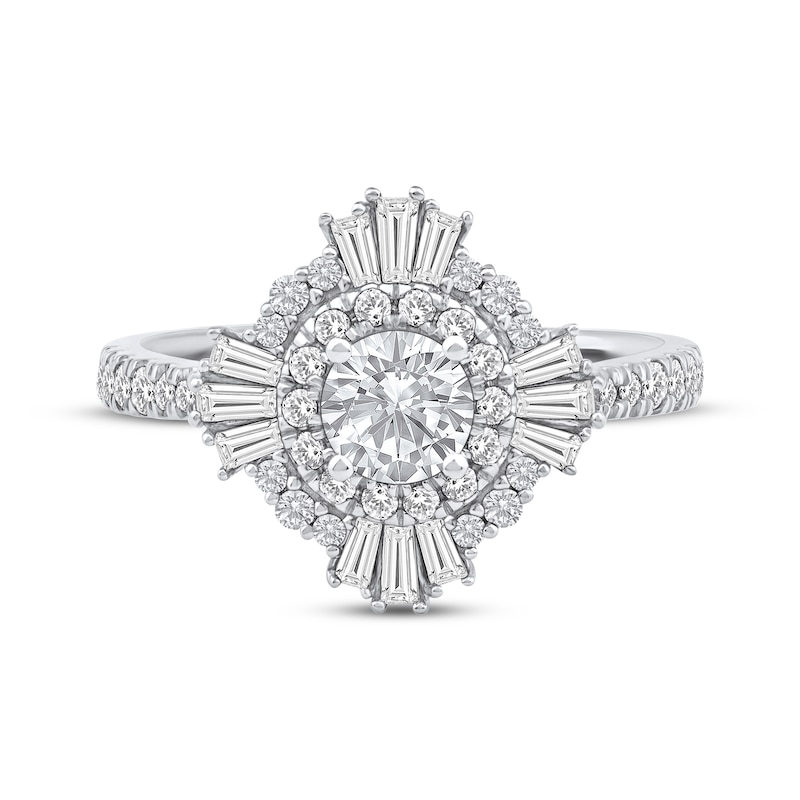 Main Image 3 of Now + Forever Round-Cut Diamond Starburst Halo Engagement Ring 1-1/4 ct tw 14K White Gold