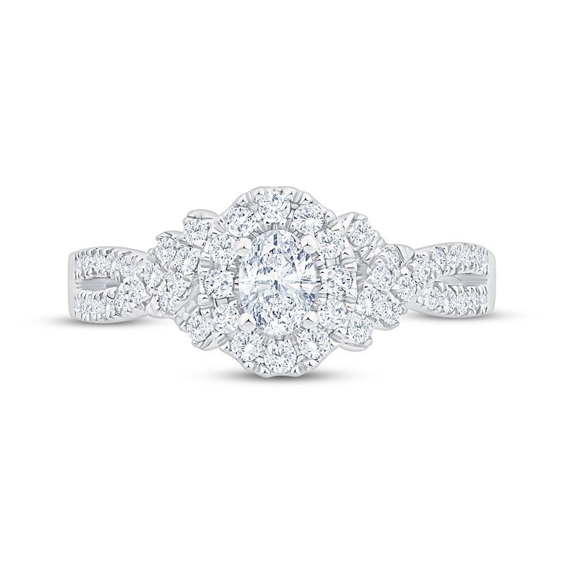 Main Image 3 of Now + Forever Oval-Cut Diamond Halo Engagement Ring 3/4 ct tw 14K White Gold